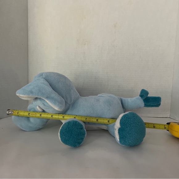 BABIES TOY R US 2013 BABY Light BLUE ELEPHANT STUFFED ANIMAL PLUSH Rattle 14” L - Picture 9 of 9
